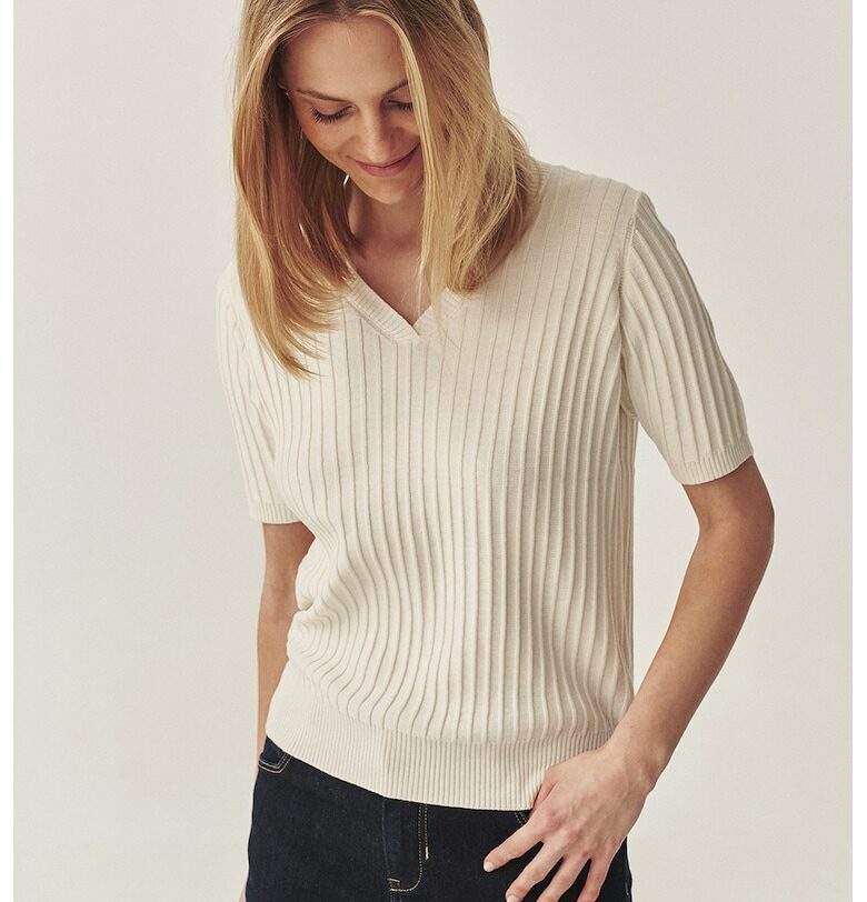 Шпиц блуза с къси ръкави - Слонова кост Tatuum