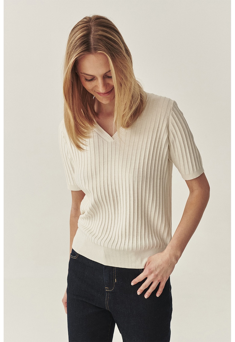 Шпиц блуза с къси ръкави - Слонова кост Tatuum