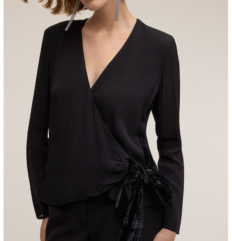 Шпиц блуза със застъпен дизайн - Черен Motivi