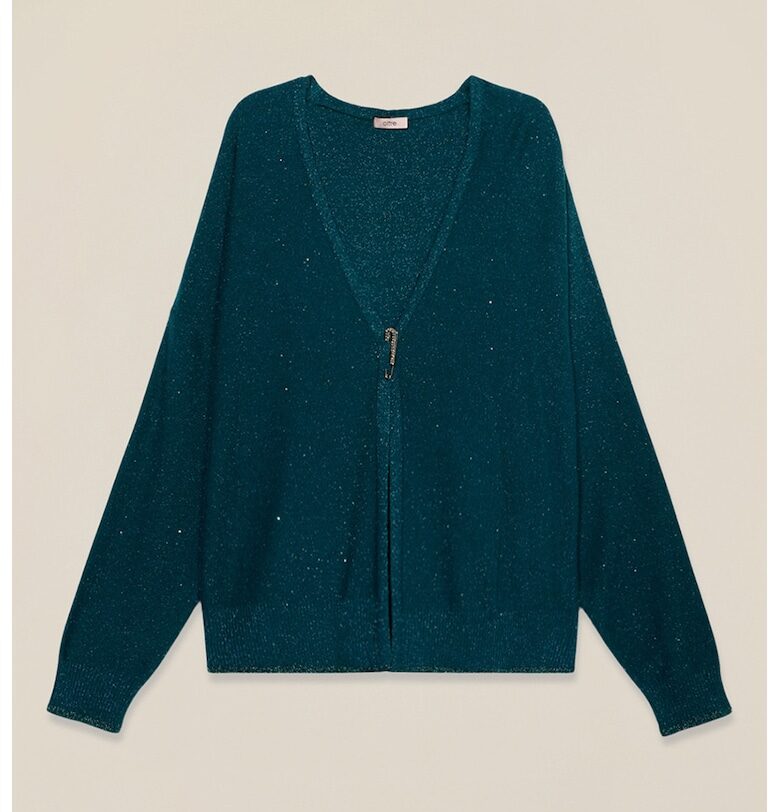 Шпиц жилетка с декоративни камъни - Петролно синьо Oltre