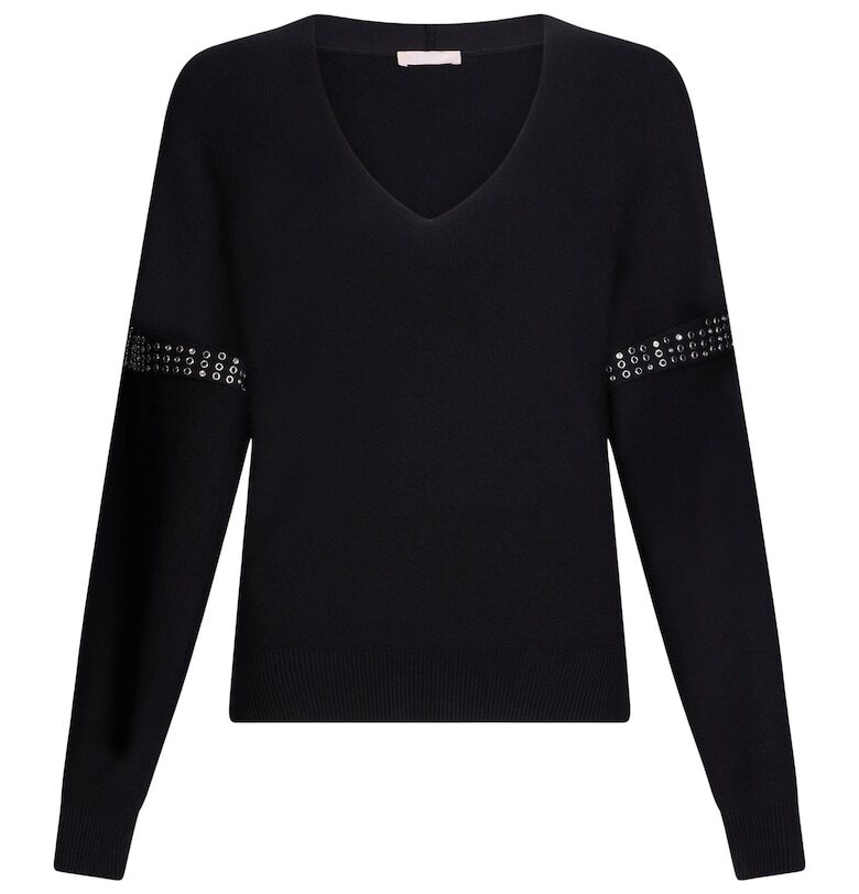 Шпиц пуловер с апликации - Черен Liu Jo