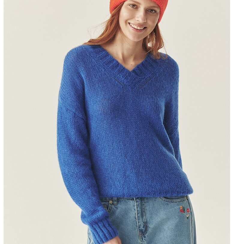 Шпиц пуловер с вълна - Кралско Синьо Tatuum