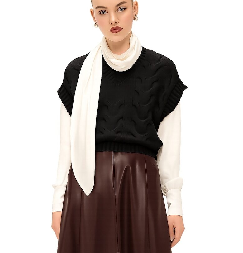 Шпиц пуловер с къси ръкави - Черен Marc Ellis