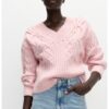 Шпиц пуловер с плетка осморка - Бледо розово Marks  Spencer
