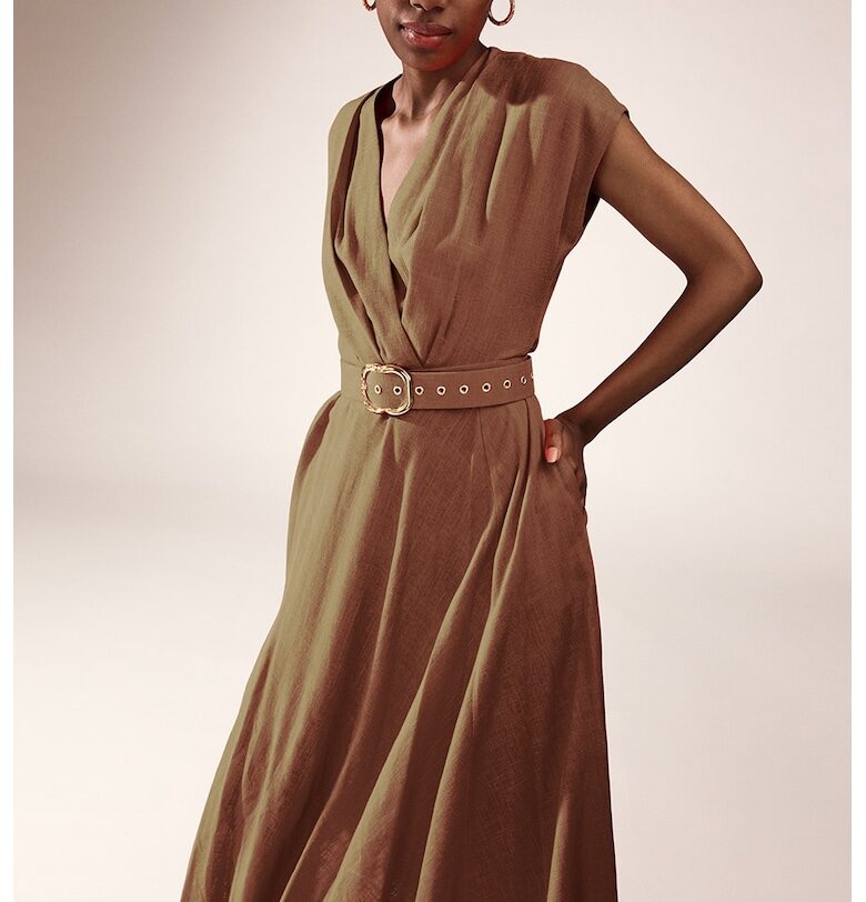 Шпиц рокля Ischia с лен Alina Cernatescu