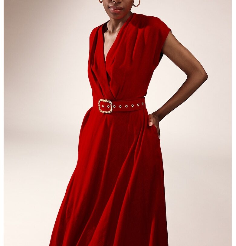 Шпиц рокля Ischia с лен Alina Cernatescu