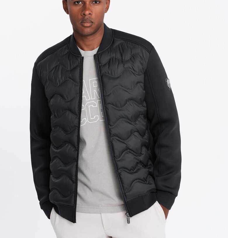 Яке  OM-JALP-0141 - С цип - Без качулка - Мъжко - Черно - Черен OMBRE