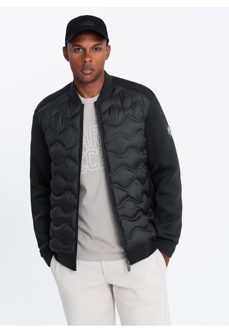 Яке OM-JALP-0141 - С цип - Без качулка - Мъжко - Черно - Черен OMBRE