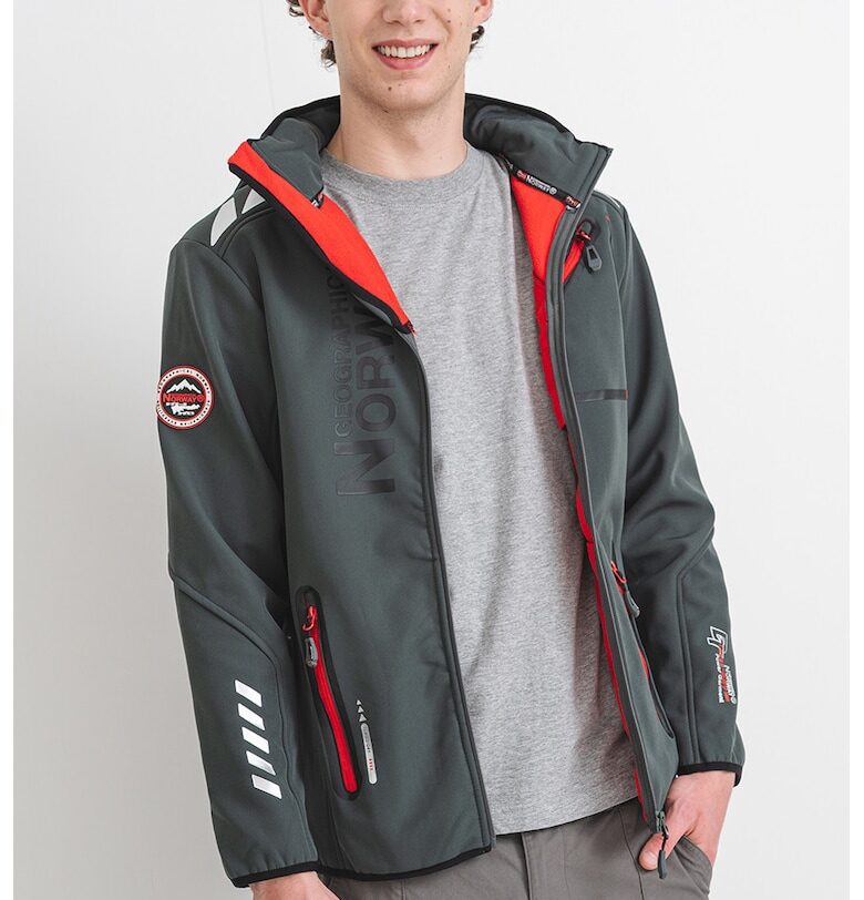 Яке Royaute с качулка и цип - Червен/Tъмносив Geographical Norway