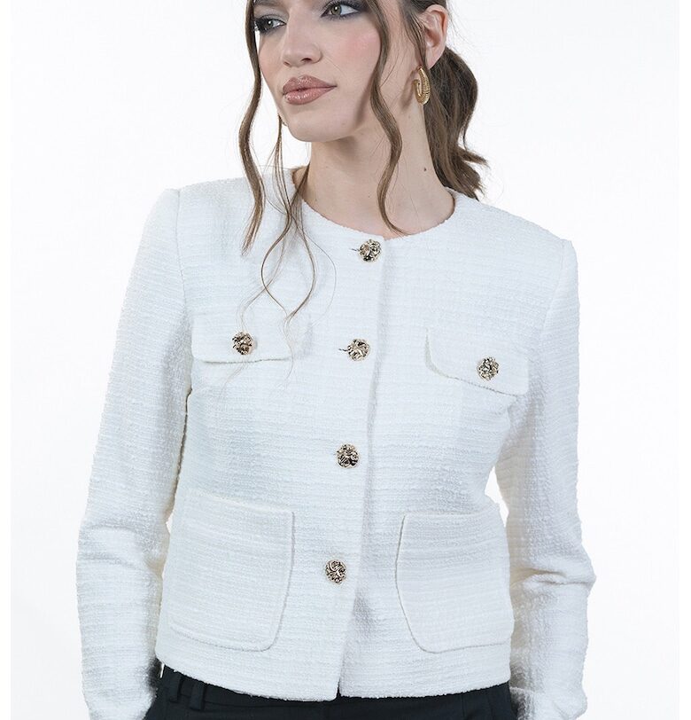 Яке Tweet с джобове - Бял Maellie