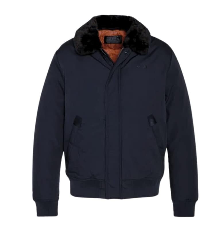 Яке бомбър  Alfa Jet - тъмносиньо - полиестер - мъжко - дължина до ханша - без качулка - SCHOTT