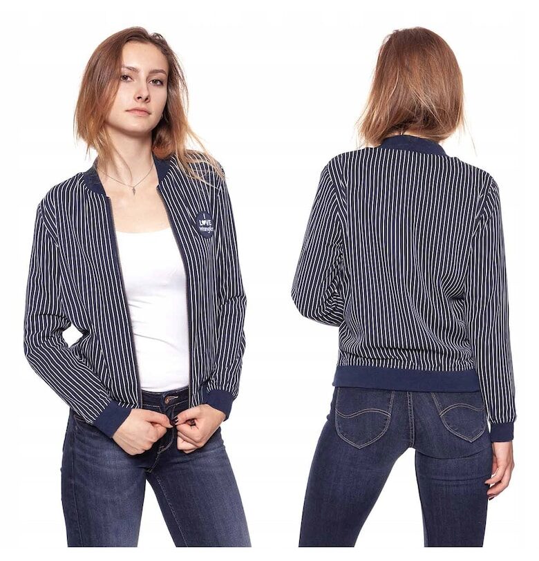 Яке -  бомбър - преходно - райета - стандартна кройка - цип - 100% вискоза - 1 джоб на гърдите - XS - бяло - 1 част Wrangler