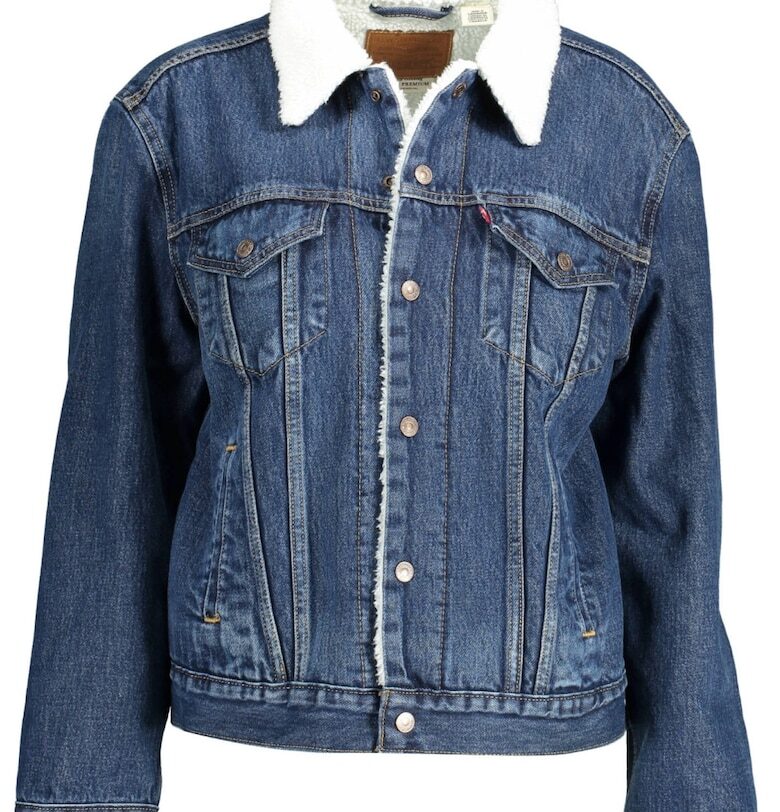 Яке  деним trucker с кожа от шерпа и джобове на гърдите - синьо/бяло - Levis