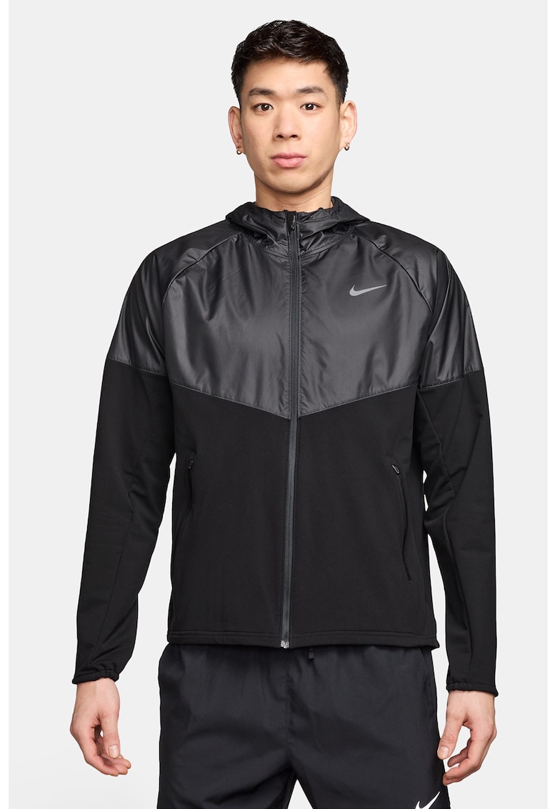 Яке за бягане Miler с цип - Черен/Tъмносив Nike