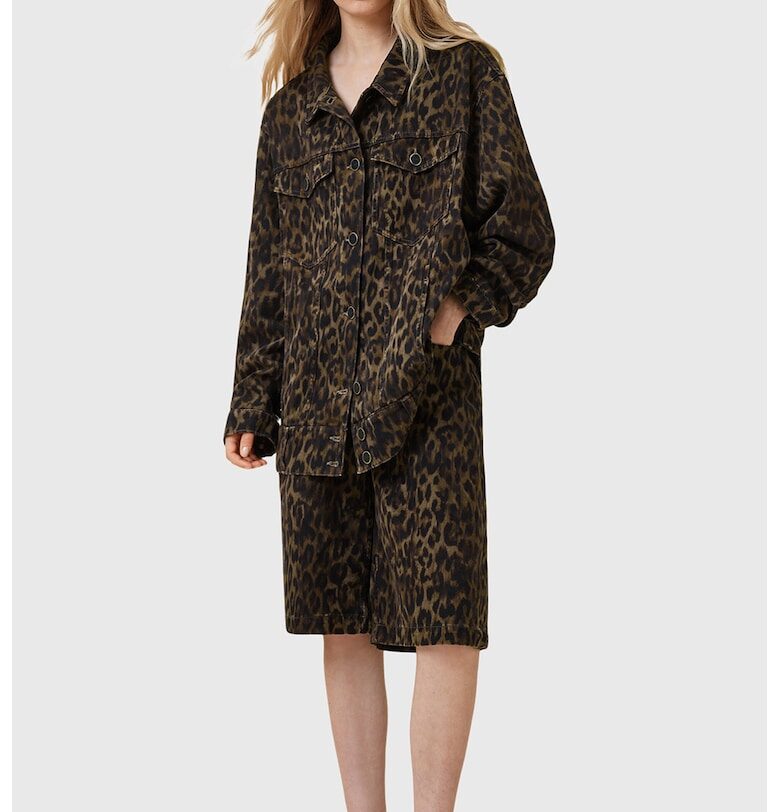 Яке от деним Willow с животинска шарка - Тъмнокафяв/Камел AllSaints