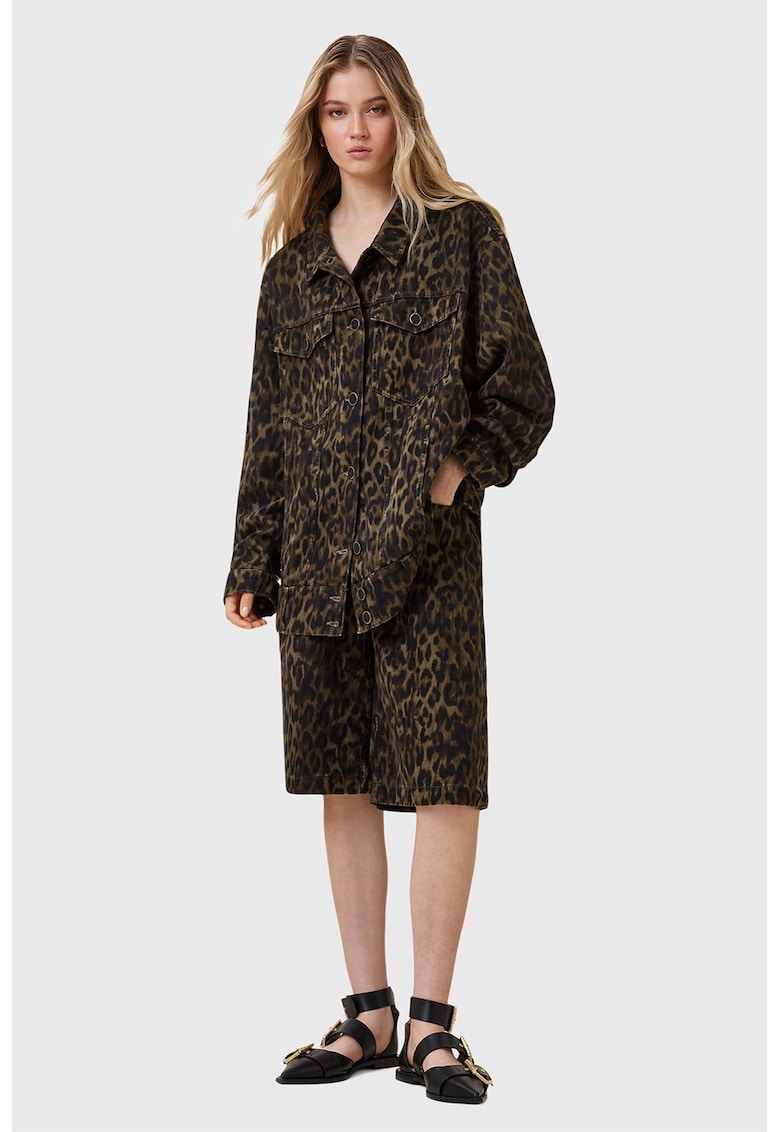 Яке от деним Willow с животинска шарка - Тъмнокафяв/Камел AllSaints