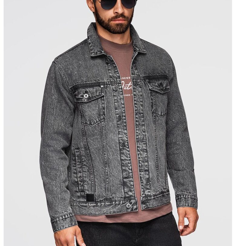 Яке от деним с джобове - Tъмносив OMBRE