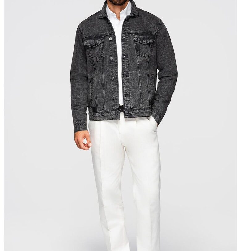 Яке от деним с джобове - Избеляло черно OMBRE