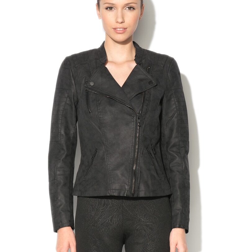 Яке от еко кожа Ava - Черен Only