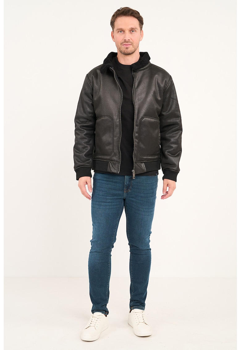 Яке от еко кожа с предни джобове - Черен Lee Cooper