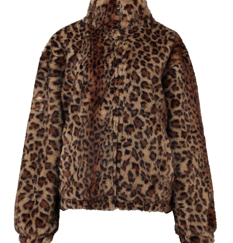 Яке от еко пух с животински принт - Кафяв/Светлокафяв Hailys