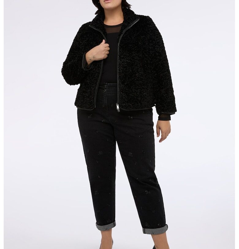 Яке от еко пух с цип - Черен Fiorella Rubino