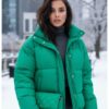 Яке пухено - зелено - късо - ежедневно - с висока яка - цип - джобове Figl