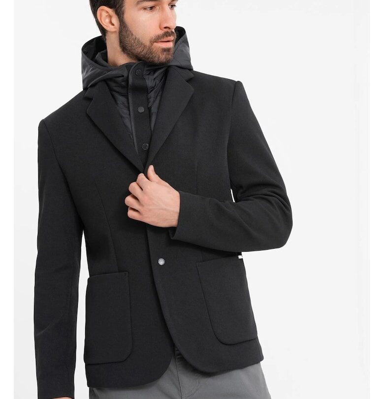 Яке с висока яка и качулка  OM-BLZB-0133 - Черен OMBRE