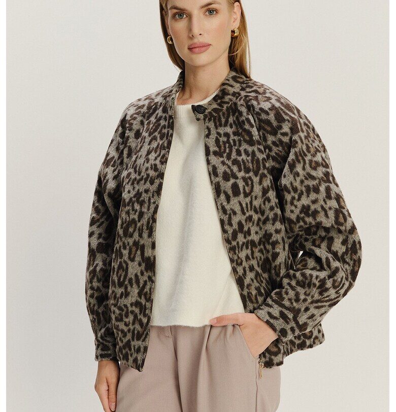 Яке с вълна с принт - Кафяв/Tъмносив GreenPoint