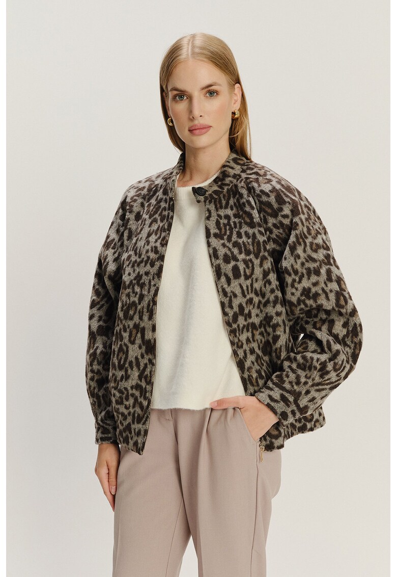 Яке с вълна с принт - Кафяв/Tъмносив GreenPoint