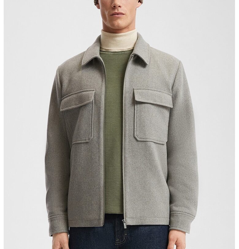 Яке с вълна с цип - Светло сив QS