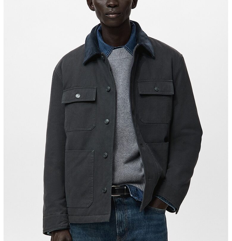 Яке с джинсова яка - Въглен сиво Mango