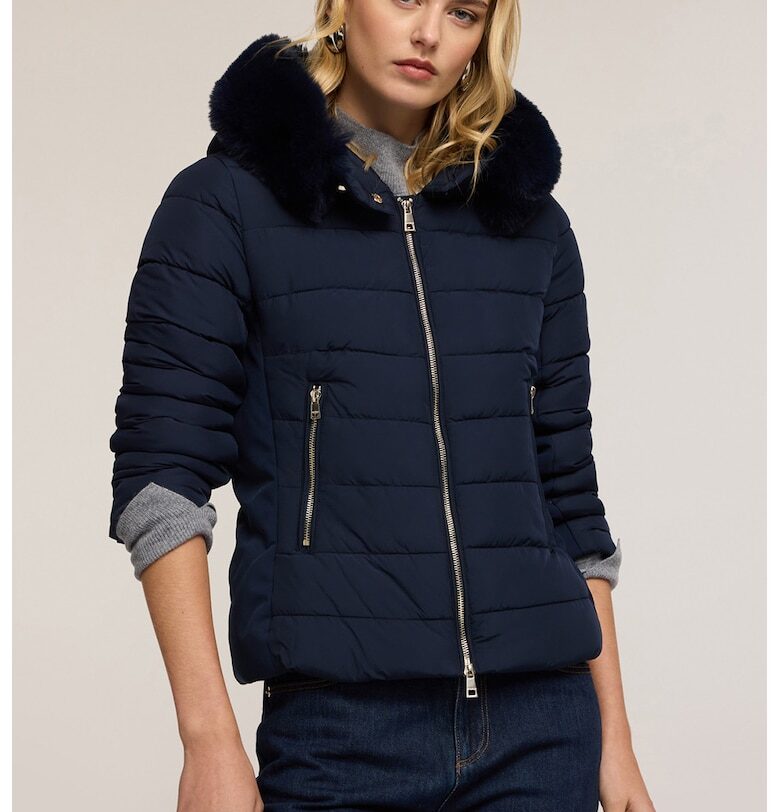 Яке с качулка и джобове встрани - Тъмносин Motivi