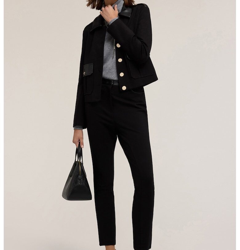 Яке с копчета и еко кожа - Черен Motivi