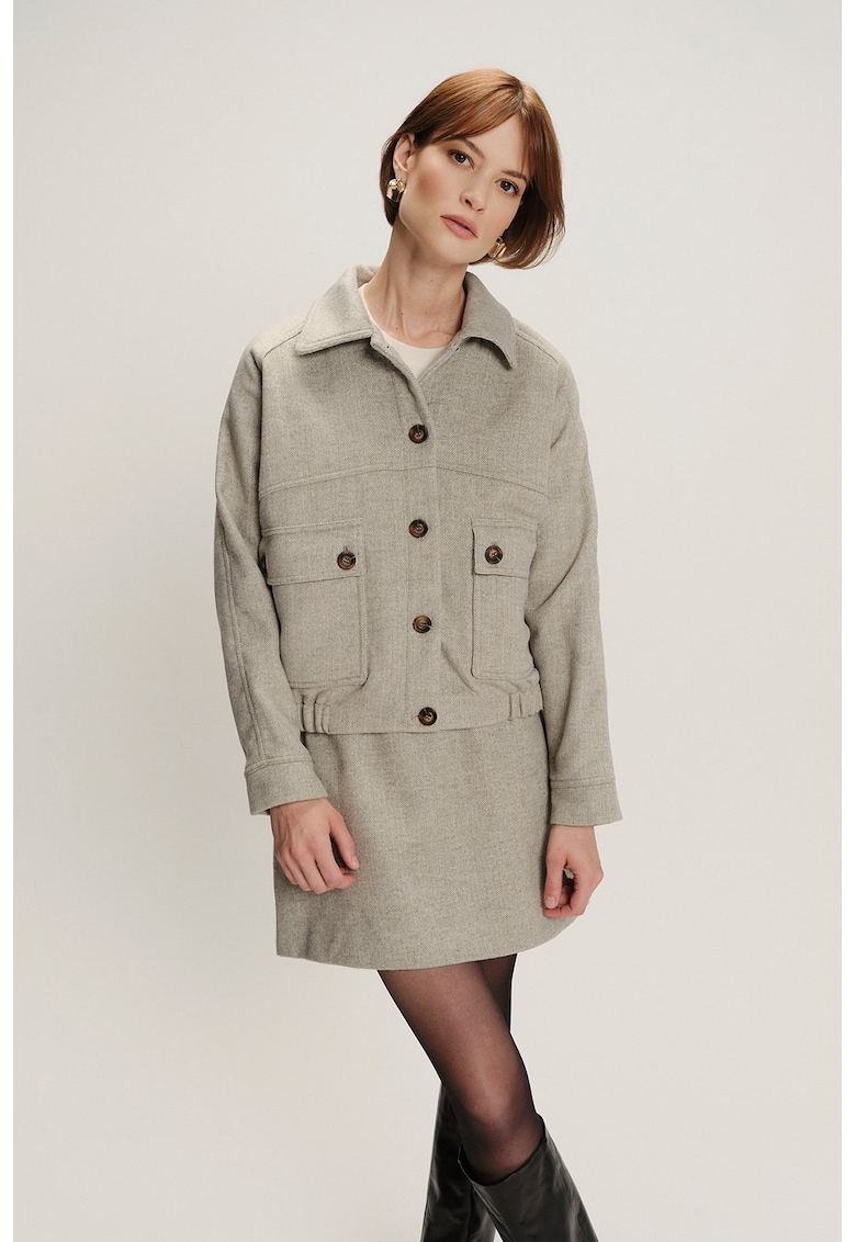 Яке с копчета и класическа яка - Сиво-бежов GreenPoint