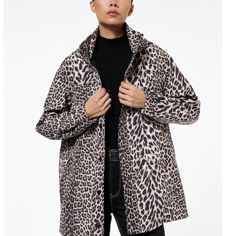 Яке с принт - Тъмнокафяв/Крем KOTON