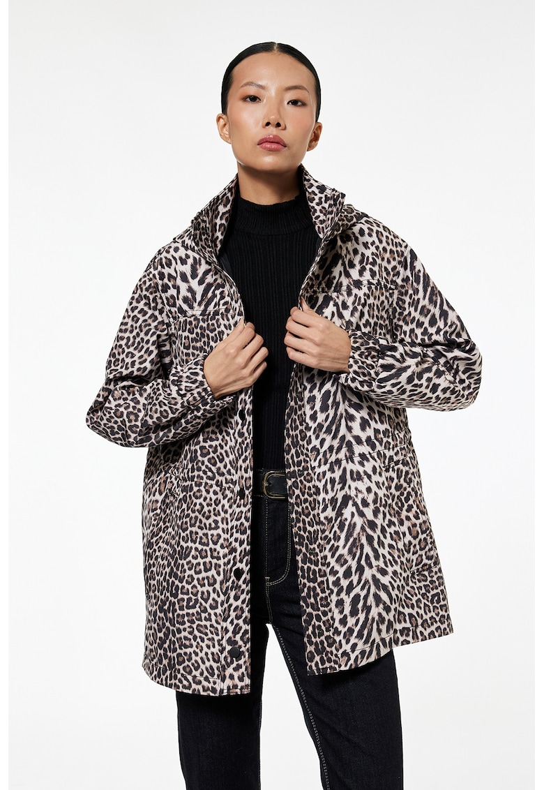 Яке с принт - Тъмнокафяв/Крем KOTON