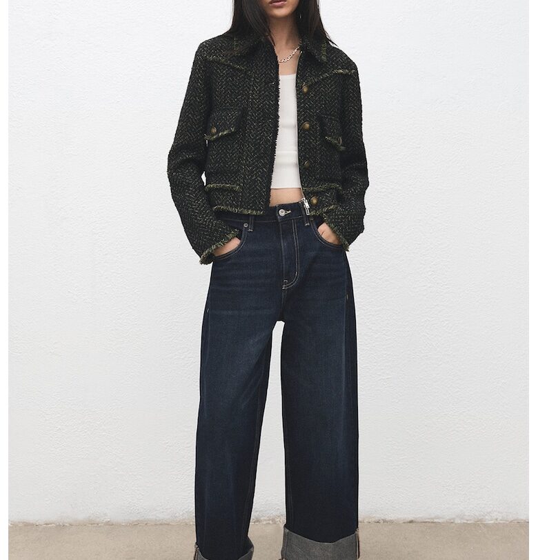 Яке с ресни - Меланж зелено Mango