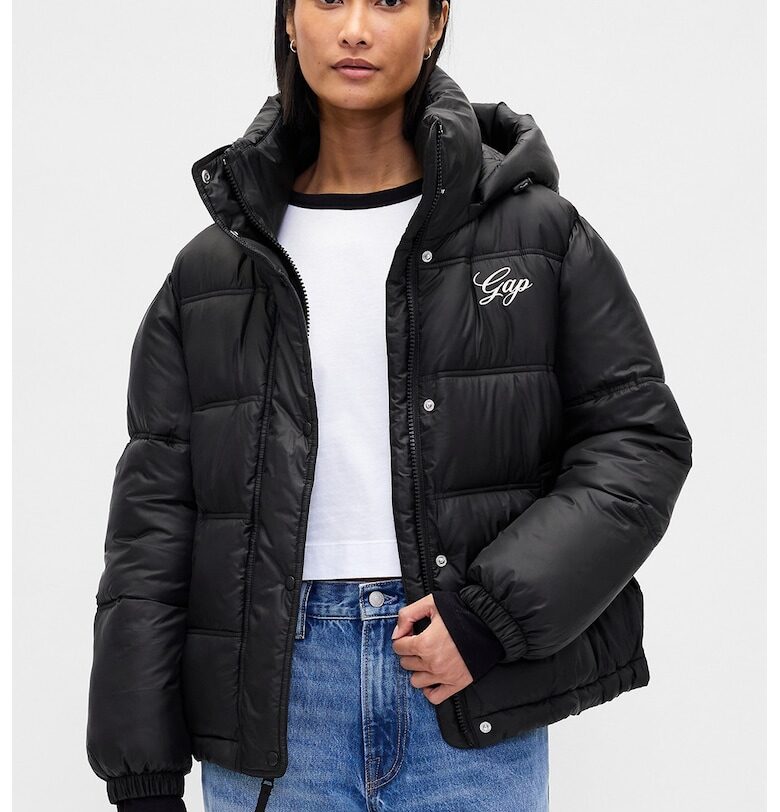 Яке с цип и качулка - Черен GAP