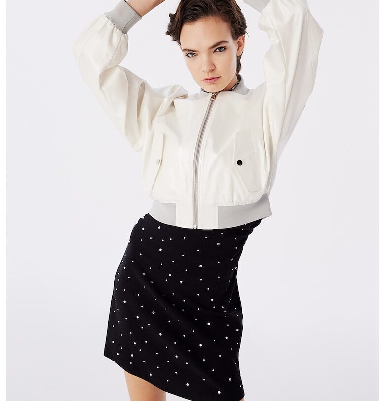 Яке с цип и яка - Сив/Мръснобял TWIST