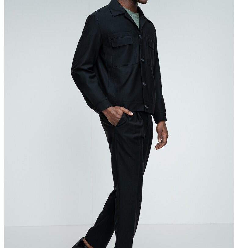 Яке тип риза с вълна и копчета - Черен HUGO