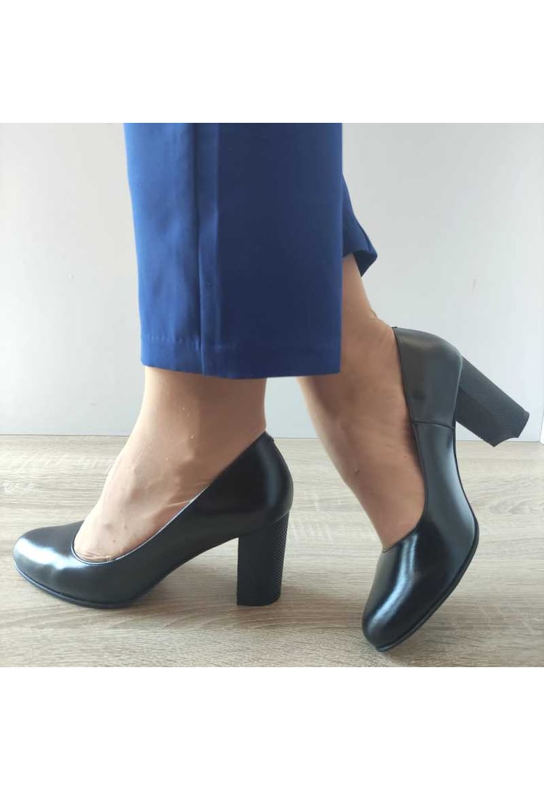 23336 Елегантни дамски обувки черни с форо ток - черни - Черен Antonio