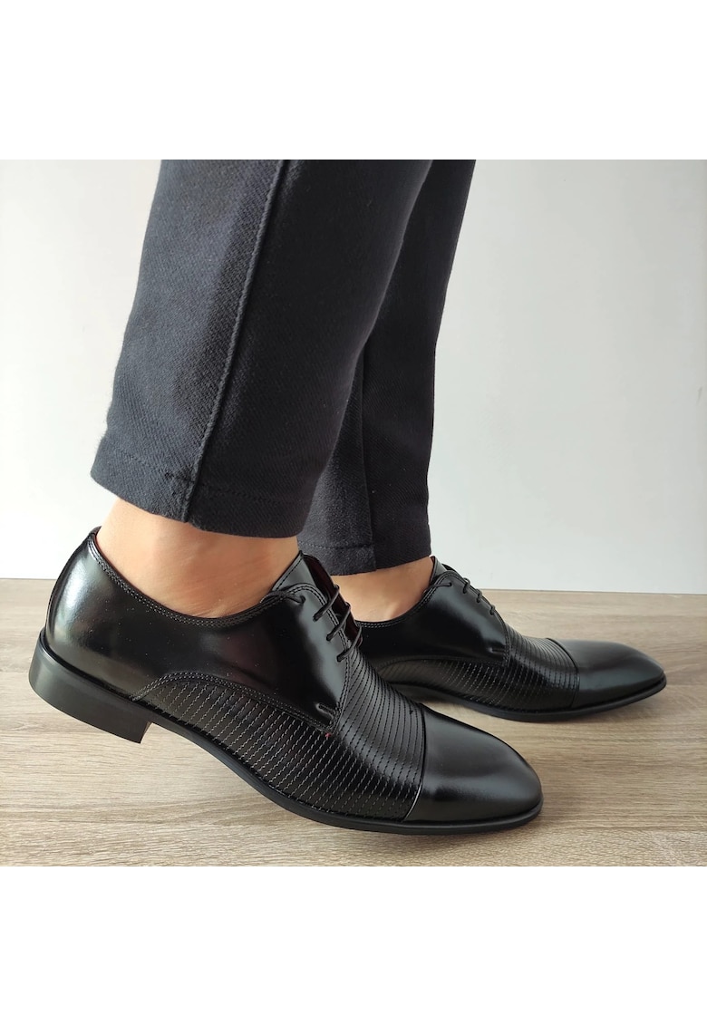 8696-0017 Елегантни Мъжки Обувки Черно - Черно - Черен Conhpol