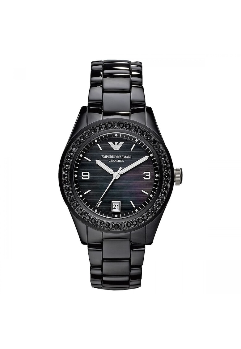 964061608-Мъжки часовник - Керамика - Черен Emporio Armani