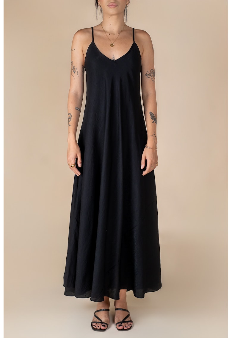 A Line Linen Long Dress - Черен Monarh design