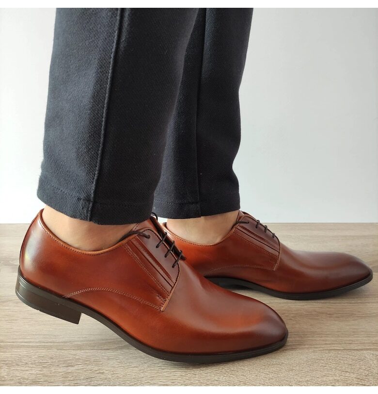 A140-1946 Мъжки елегантни обувки Cognac Brown - Cognac Brown - Светлокафяв Conhpol