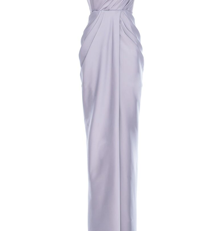 ACOB À PORTER - Дълга рокля с набран дизайн - Светло сив Acob a porter