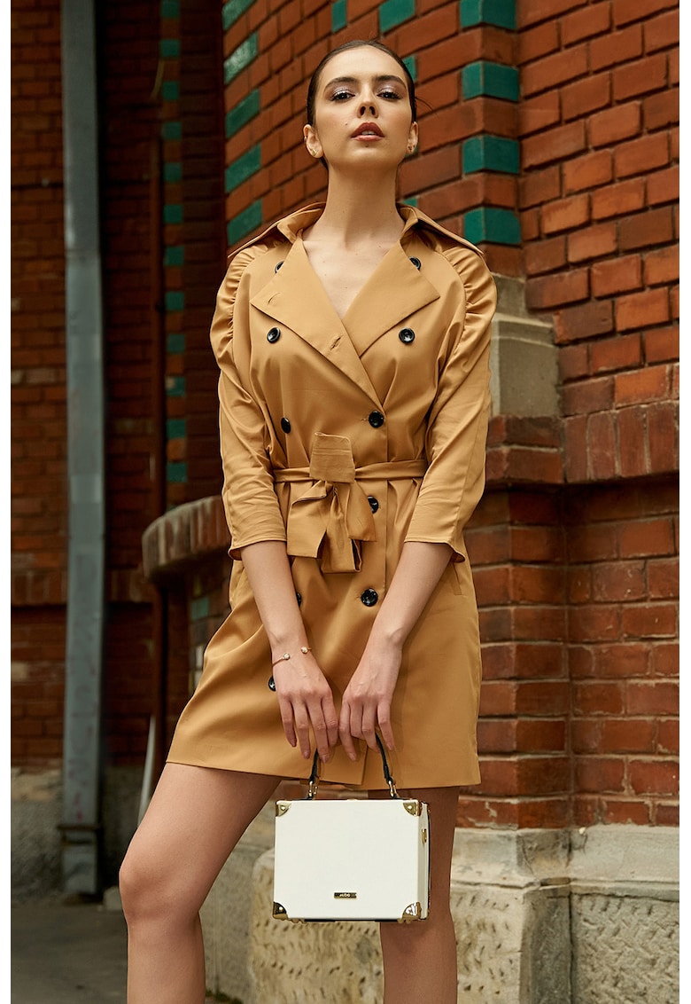 AVENUE - Къса рокля-тренч с реглан ръкави - Бежов AVENUE No29