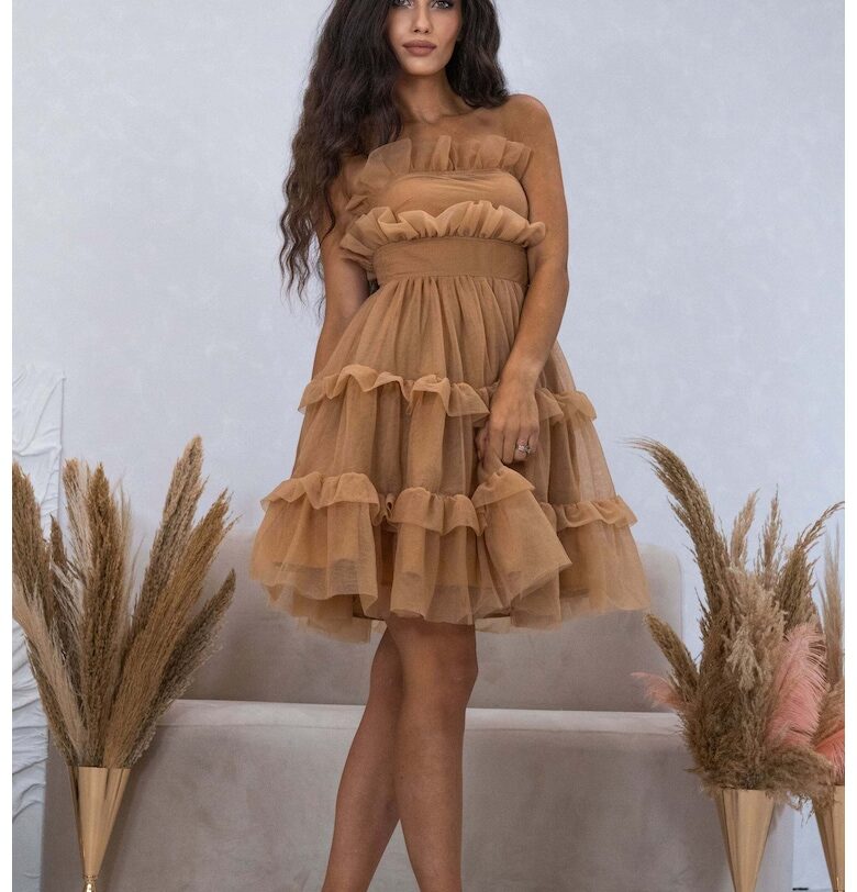 BALO - Къса рокля на пластове без ръкави - Кафяв BALOU