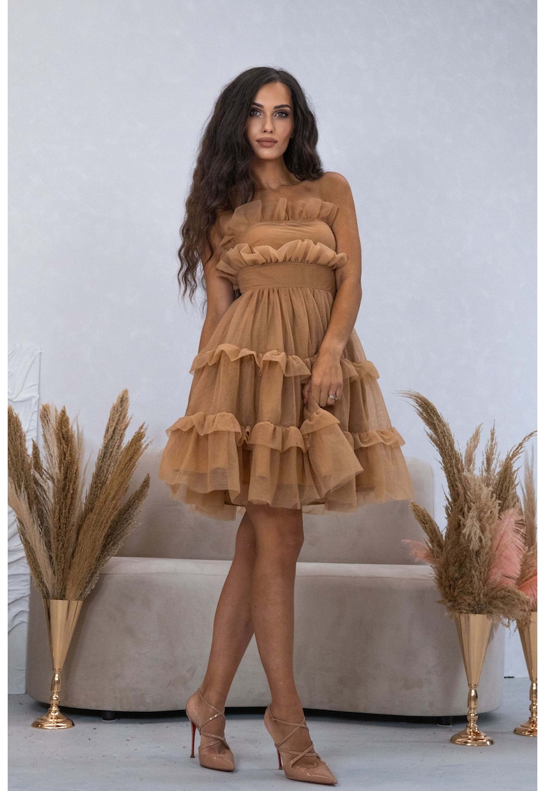 BALO - Къса рокля на пластове без ръкави - Кафяв BALOU